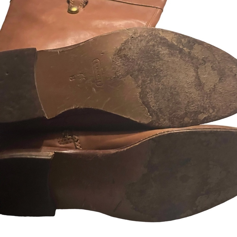 COACH Martta Tall Tan Leather Riding Boots in Cinnamon Size 7.5 - Picture 8 of 8